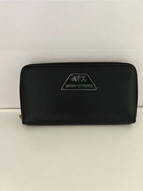 Armani Exchange Black Zip Around Wallet